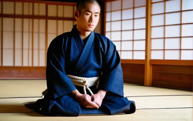 검도 겨루기 전략 - Image Prompt 1: The Reflective Kendoka** 검도 겨루기 전략 - Image Prompt 1: The Reflective Kendoka**