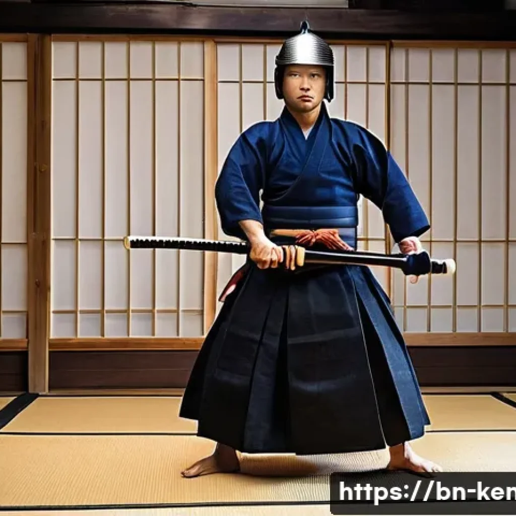 검도 관람 예절 - **Focused Kendoka in Traditional Dojo**
"A male or female Kendo practitioner, mid-twenties, wear...